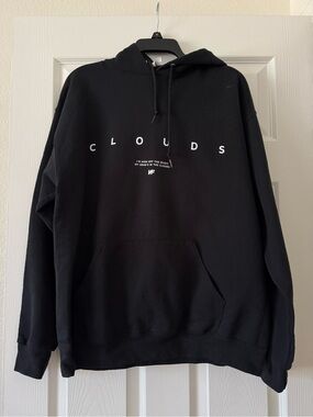 NF Clouds Black Hoodie Sweatshirt- Large